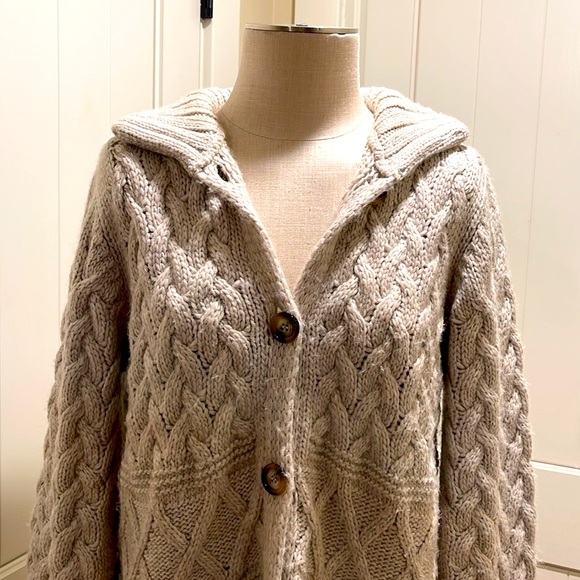 GIO & GIO Cardigan Size L Ivory Chunky Knit Button Front Wool - Pre-loved - Picture 6 of 6